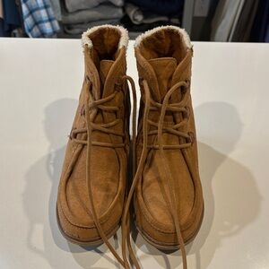 Brown Suede Lace-Up Boots